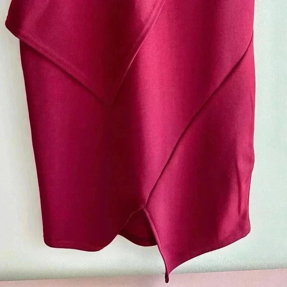 boohoo Night Laura Wrap Skirt Bodycon Dress, Berry, Size 6 - Picture 4 of 16